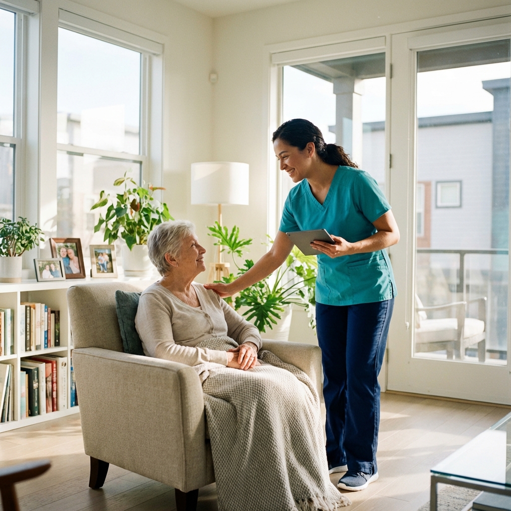 Enfermera profesional atendiendo paciente